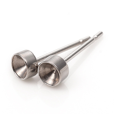 Non-Tarnish 304 Stainless Steel Stud Earring Settings STAS-L244-48B-P-1