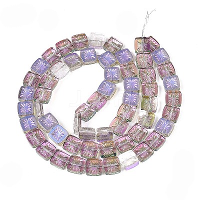 Electroplate Transparent Glass Beads Strands EGLA-N017-03F-1