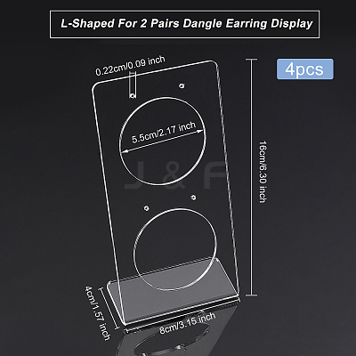 Transparent Acrylic Earring Display Stands EDIS-WH0012-18-1