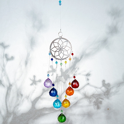 Crystals Chandelier Suncatchers Prisms Chakra Hanging Pendant AJEW-Q142-01-1