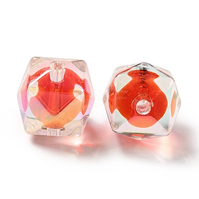 Two Tone UV Plating Rainbow Iridescent Acrylic Beads TACR-D010-02F-1