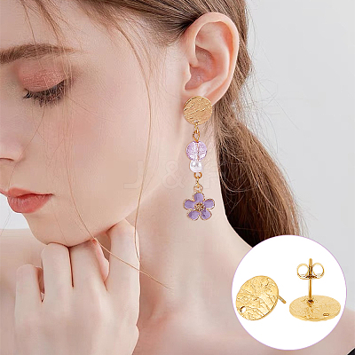 12Pcs Ion Plating(IP) 304 Stainless Steel Stud Earring Findings STAS-LP0001-12-1