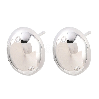 Oval Brass Micro Pave Cubic Zirconia Stud Earrings EJEW-Z164-17P-01-1