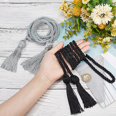 2Pcs 2 Style Polyester Tassel Big Pendant Decorations FIND-GF0004-12-1