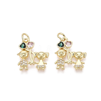 Brass Micro Pave Cubic Zirconia Pendants KK-N287-32A-G-1