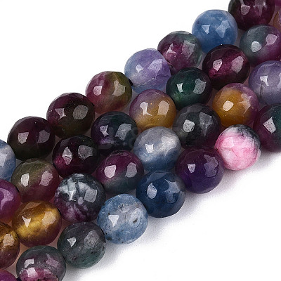 Dyed Natural White Jade Beads Strands G-T139-8mm-60-08-1