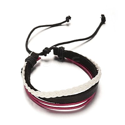 Adjustable Leather Cord Multi-Strand Bracelets BJEW-M169-08-1