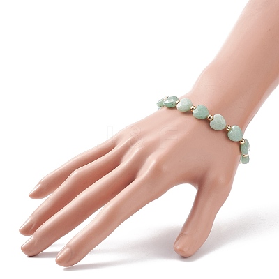 Natural Green Aventurine Heart Beaded Bracelet BJEW-JB08697-03-1
