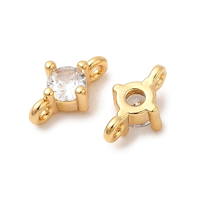 Brass Pave Clear Cubic Zirconia Connector Charms KK-P340-07B-G-1