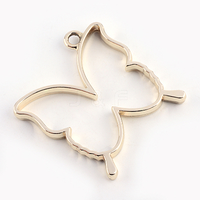 Rack Plating Alloy Butterfly Open Back Bezel Pendants X-PALLOY-S047-34E-FF-1