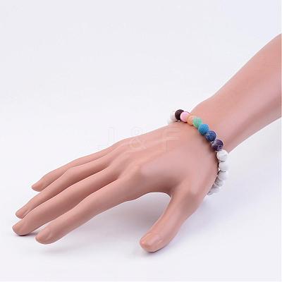 Natural Howlite & Gemstone Beads Stretch Bracelets BJEW-JB02510-02-1
