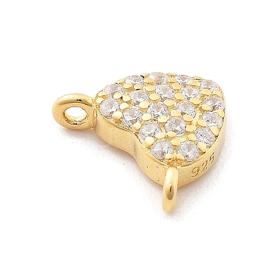 925 Sterling Silver Micro Pave Clear Cubic Zirconia Heart Charms STER-A034-01G-1