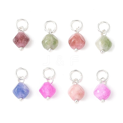Natural Colorful Tourmaline Dice Charms PALLOY-JF04580-03-S-1