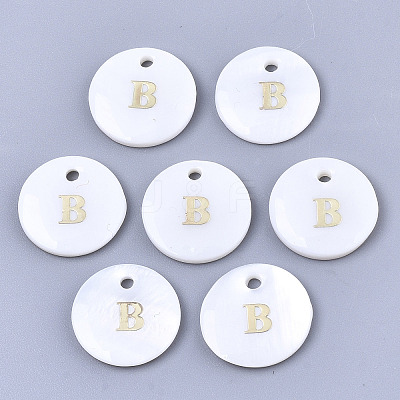 Natural White Shell Mother of Pearl Shell Charms SSHEL-N036-053B-1