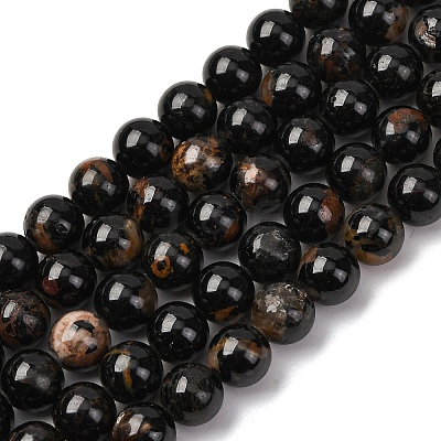 Natural Black Tourmaline Beads Strands G-F666-05A-8mm-1