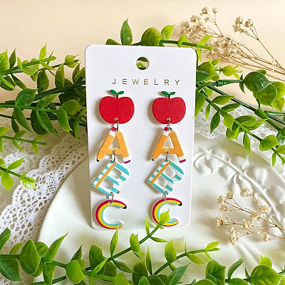 Teachers' Day Printed Acrylic Stud Dangle Earrings WG18C88-01-1