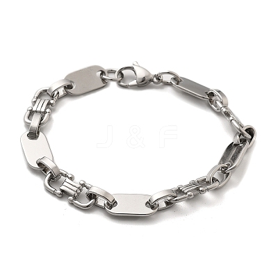 304 Stainless Steel Oval Link Chain Bracelets for Women Men BJEW-A033-04P-1