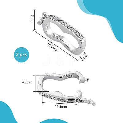 2Pcs 925 Sterling Silver Peanut Twister Clasps FIND-PH0025-42-1