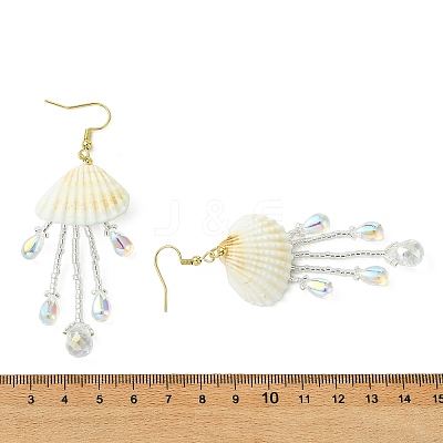 Shell & Glass Seed Bead Dangle Earrings EJEW-MZ00740-02-1