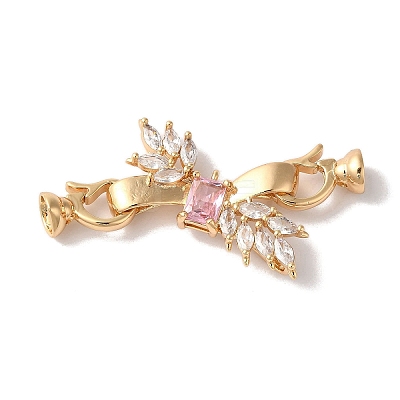 Brass Micro Pave Cubic Zirconia Fold Over Clasps KK-B098-09G-02-1