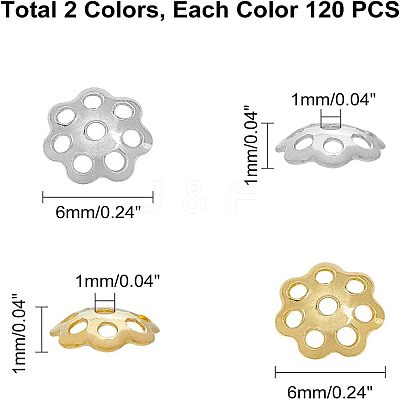 240Pcs 4 Style 304 Stainless Steel Bead Caps STAS-UN0038-54-1