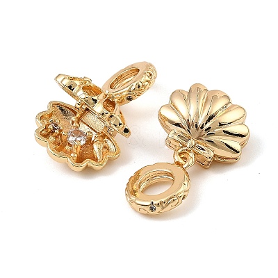 Brass Micro Pave Cubic Zirconia European Dangle Charms KK-C155-26G-1