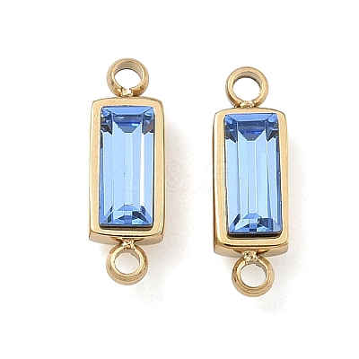 Birthstone 304 Stainless Steel Rhinestone Connector Charms STAS-L022-576G-09-1