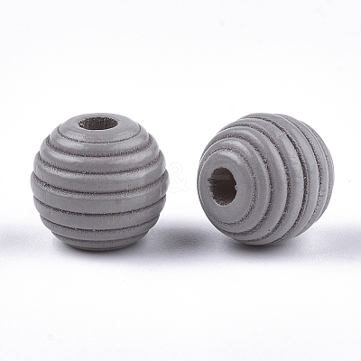 Painted Natural Wood Beehive Beads WOOD-S049-04A-08-1