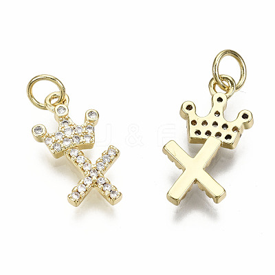 Brass Micro Pave Clear Cubic Zirconia Pendants KK-T013-07X-NF-1