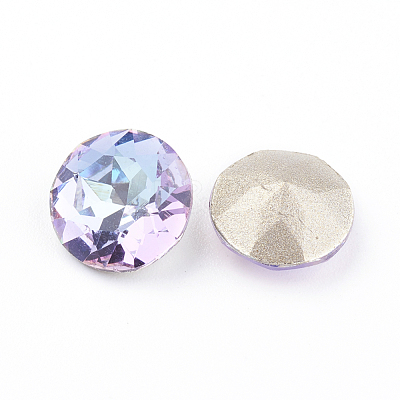 Pointed Back & Back Plated Glass Rhinestone Cabochons RGLA-J012-10mm-001VL-1