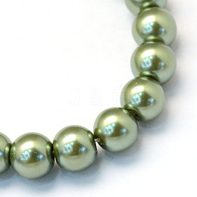 Baking Paint Pearlized Glass Pearl Round Bead Strands X-HY-Q003-6mm-49-1