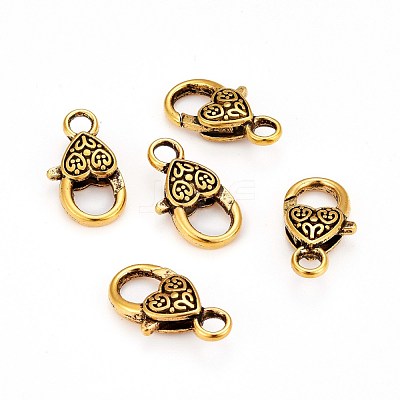 Tibetan Style Heart Lobster Claw Clasps X-GLF014Y-1