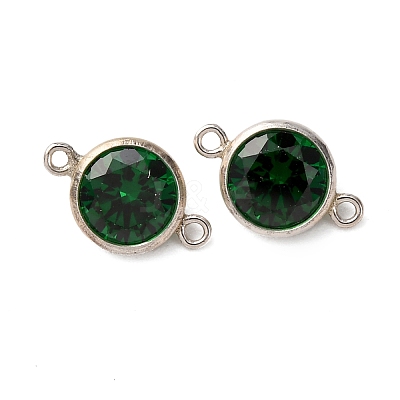 925 Streling Silver Pave Cubic Zirconia Birthstone Connector Charms STER-NH0001-80P-05-1
