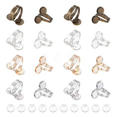 DIY Double Blank Dome Finger Ring Making Kit DIY-UN0004-25A-1