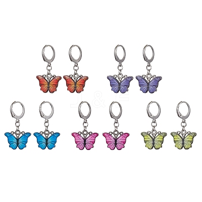 Platinum Alloy Enamel Dangle Leverback Earrings EJEW-JE05586-1