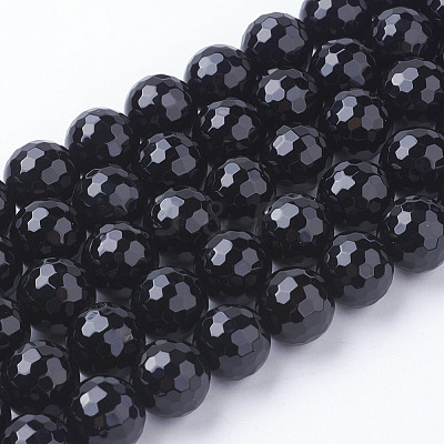 Natural Black Onyx Beads Strands G-E145-10mm-3B-1