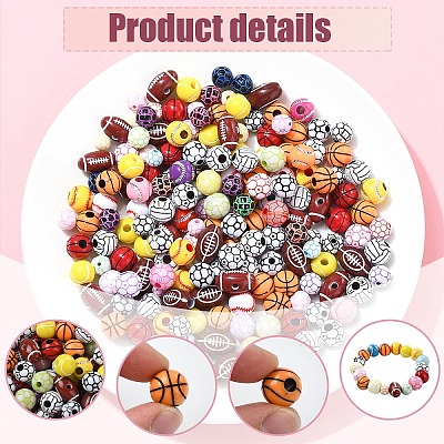 Sport Theme DIY Acrylic Beaded Bracelets Making Kits DIY-YW0010-96-1