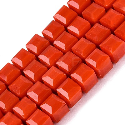 Opaque Glass Beads Strands GLAA-R041-8x8mm-C04-1