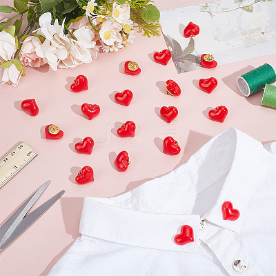 20Pcs Resin Heart Badge for Backpack Clothes HEAR-PH0001-02A-1