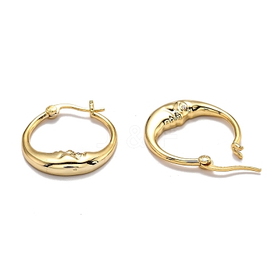 Brass Micro Pave Clear Cubic Zirconia Hoop Earrings EJEW-B006-01G-1