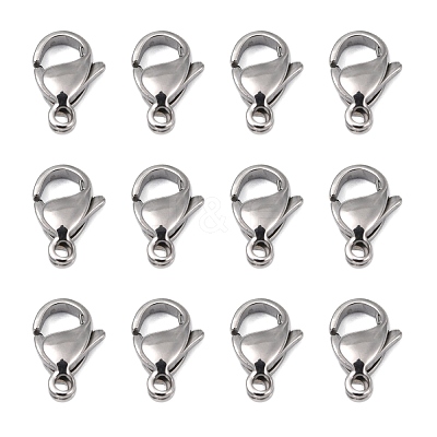 Tarnish Resistant Polished 316 Surgical Stainless Steel Lobster Claw Clasps X-STAS-R072-12A-1