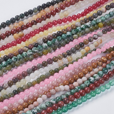 Natural Mixed Gemstone and Dyed Jade Beads Strands G-G151-4mm-M2-1