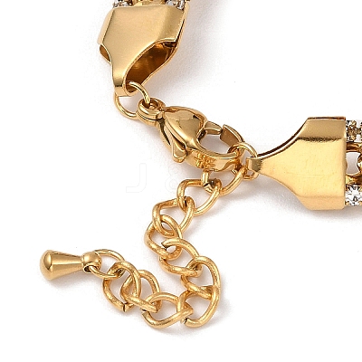 Ion Plating(IP) Golden 304 Stainless Steel Enamel Clover Link Bracelet BJEW-D025-02G-1