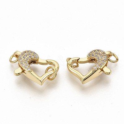 Brass Micro Pave Clear Cubic Zirconia Lobster Claw Clasps ZIRC-S066-021-1