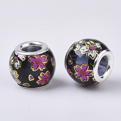 Printed Transparent Glass European Beads GPDL-T003-002-1