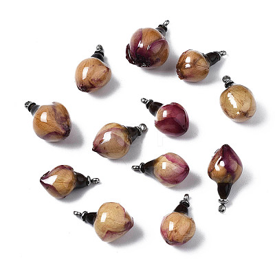Handmade Natural Real Rose Dried Flower Pendants RESI-R424-01-1