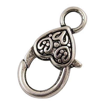 Tibetan Style Alloy Heart Lobster Claw Clasps X-LF014Y-NF-1