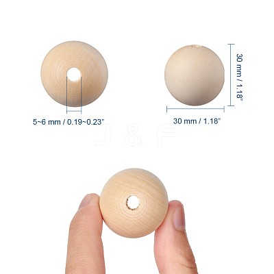 Unfinished Wood Beads X-WOOD-S651-30mm-LF-1