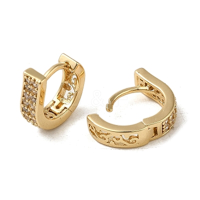 Brass Micro Pave Cubic Zirconia Hoop Earring EJEW-L271-21KCG-02-1