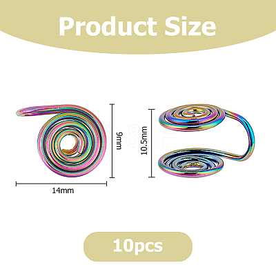 10Pcs Stainless Steel Spiral Pad Cuff Earrings EJEW-HS0001-03RC-1